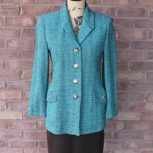 St John Size 2 Teal and Chocolate Brown Jacket with Size 6 Skirt
